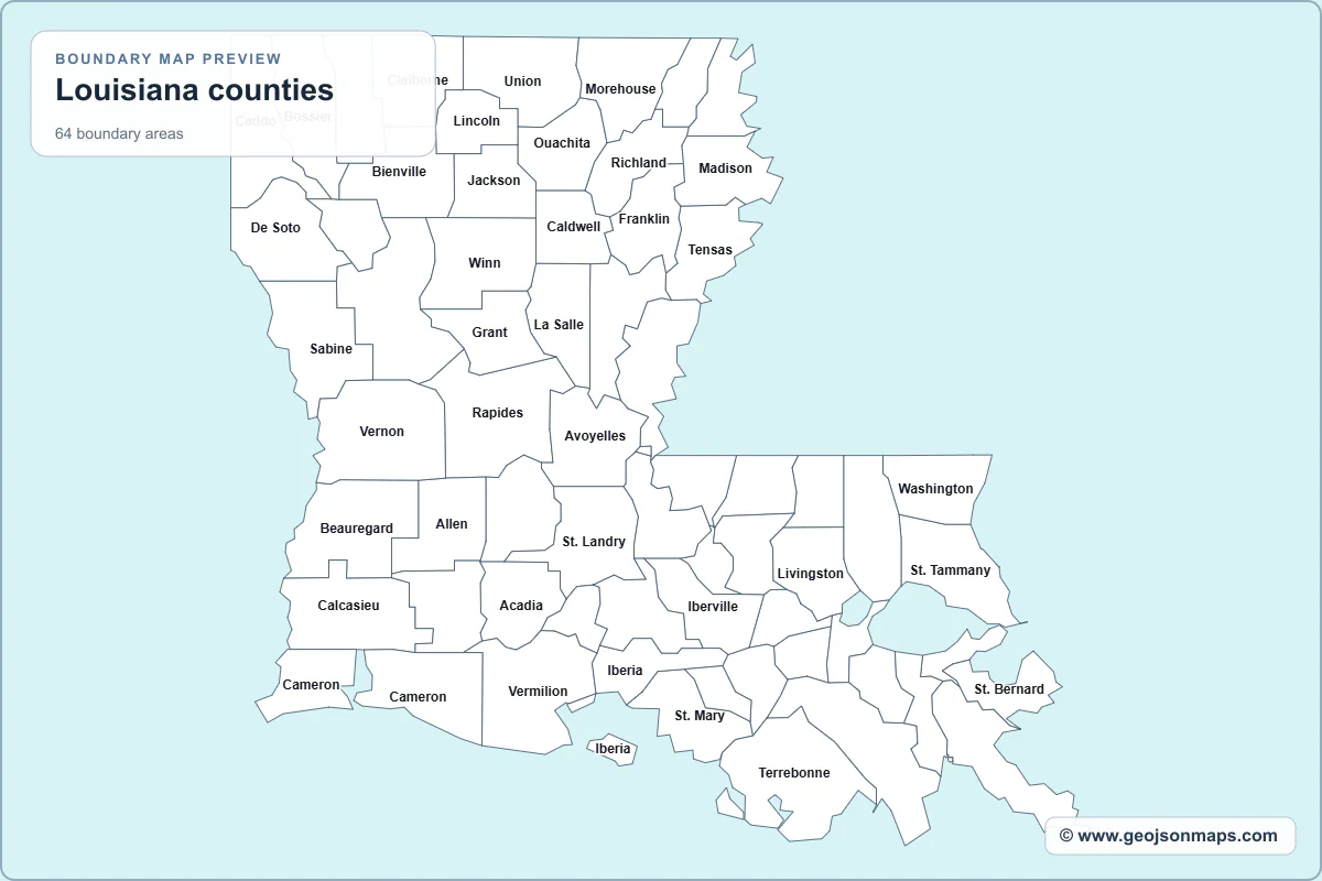 Preview of Louisiana counties map