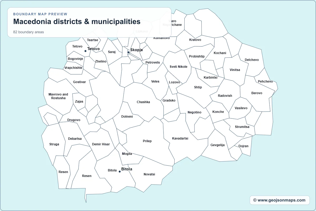 Preview of Macedonia districts & municipalities map