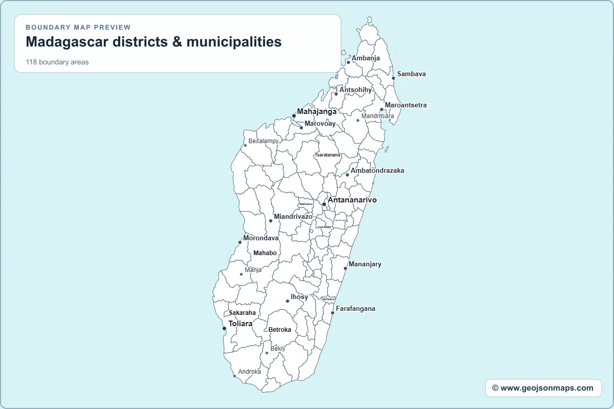 Preview of Madagascar districts & municipalities map