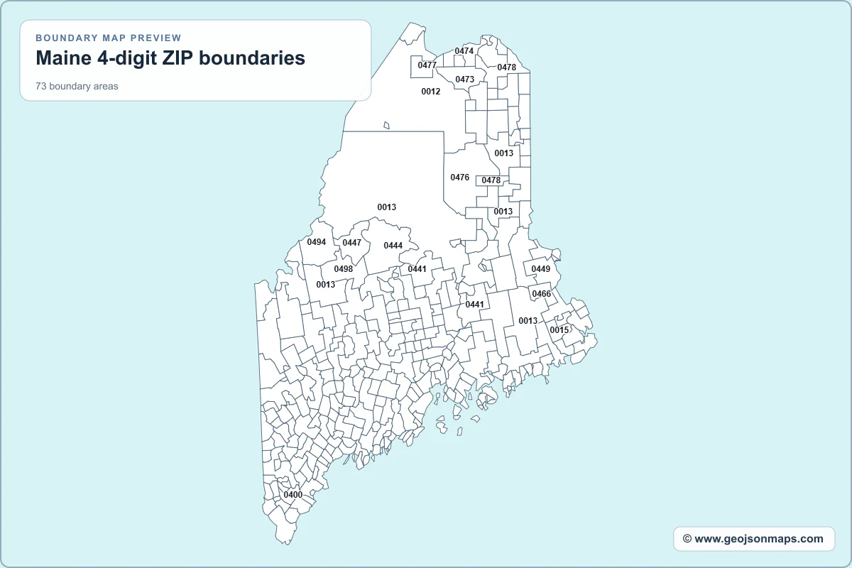 Preview of Maine 4-digit ZIP boundaries map