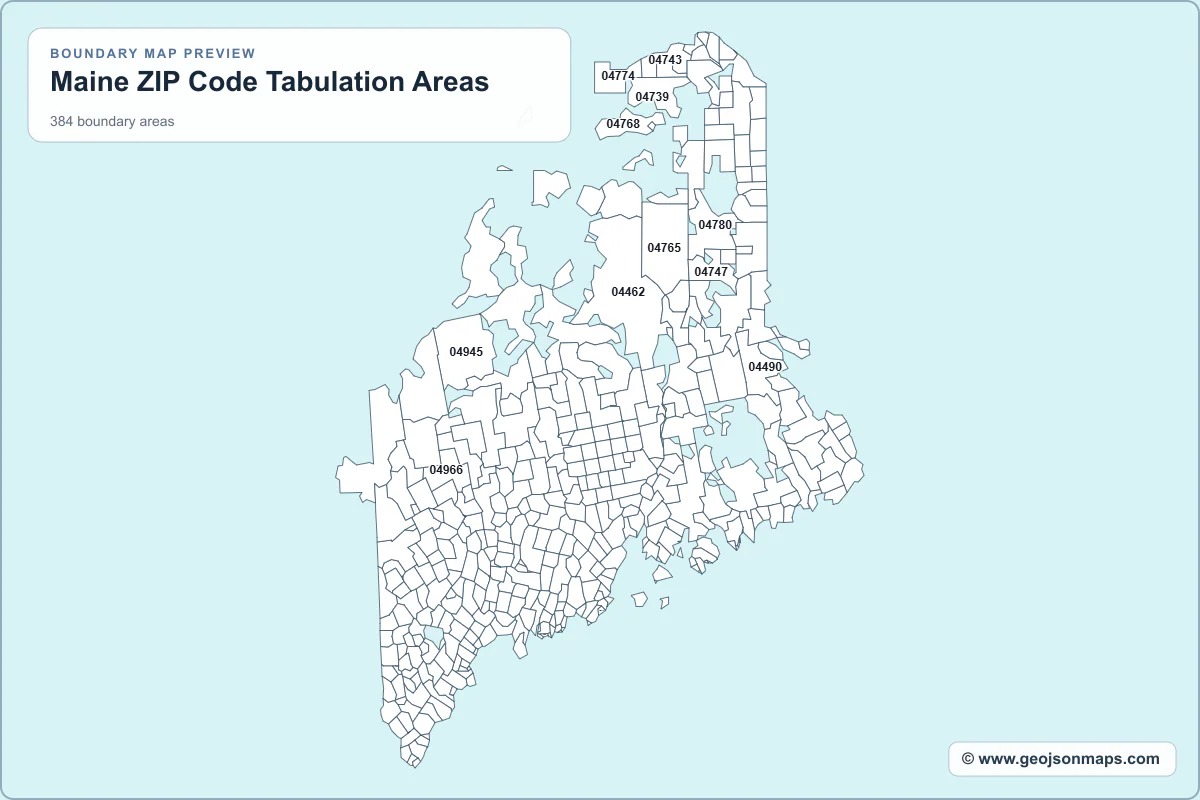 Preview of Maine ZIP Code Tabulation Areas map