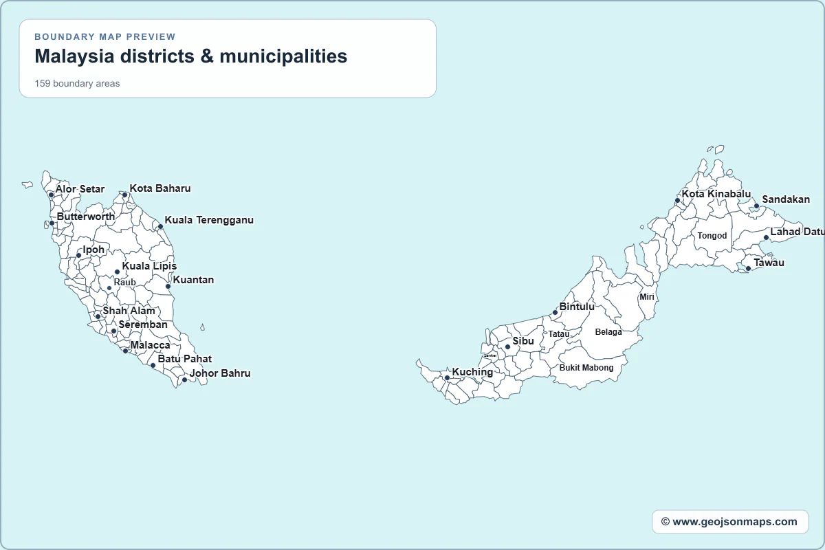 Preview of Malaysia districts & municipalities map
