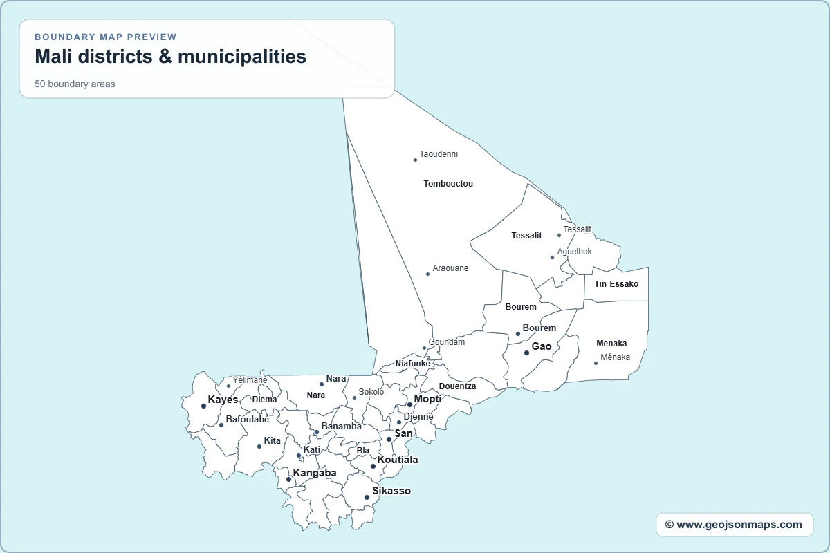 Preview of Mali districts & municipalities map