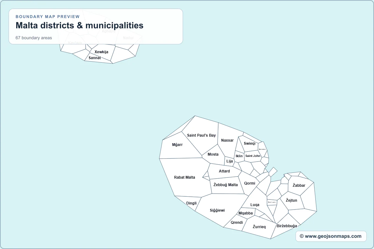 Preview of Malta districts & municipalities map
