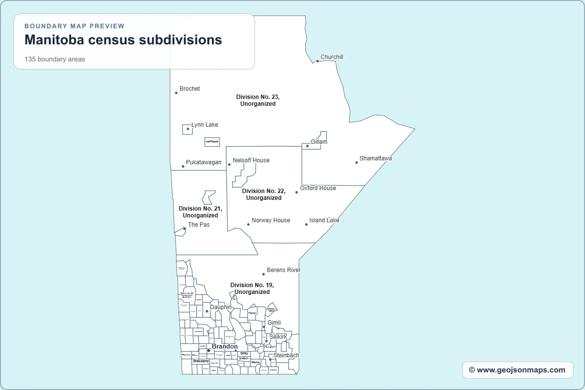 Preview of Manitoba census subdivisions map