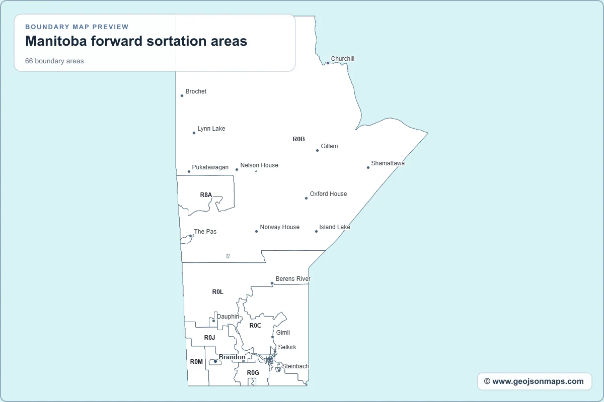 Preview of Manitoba forward sortation areas map