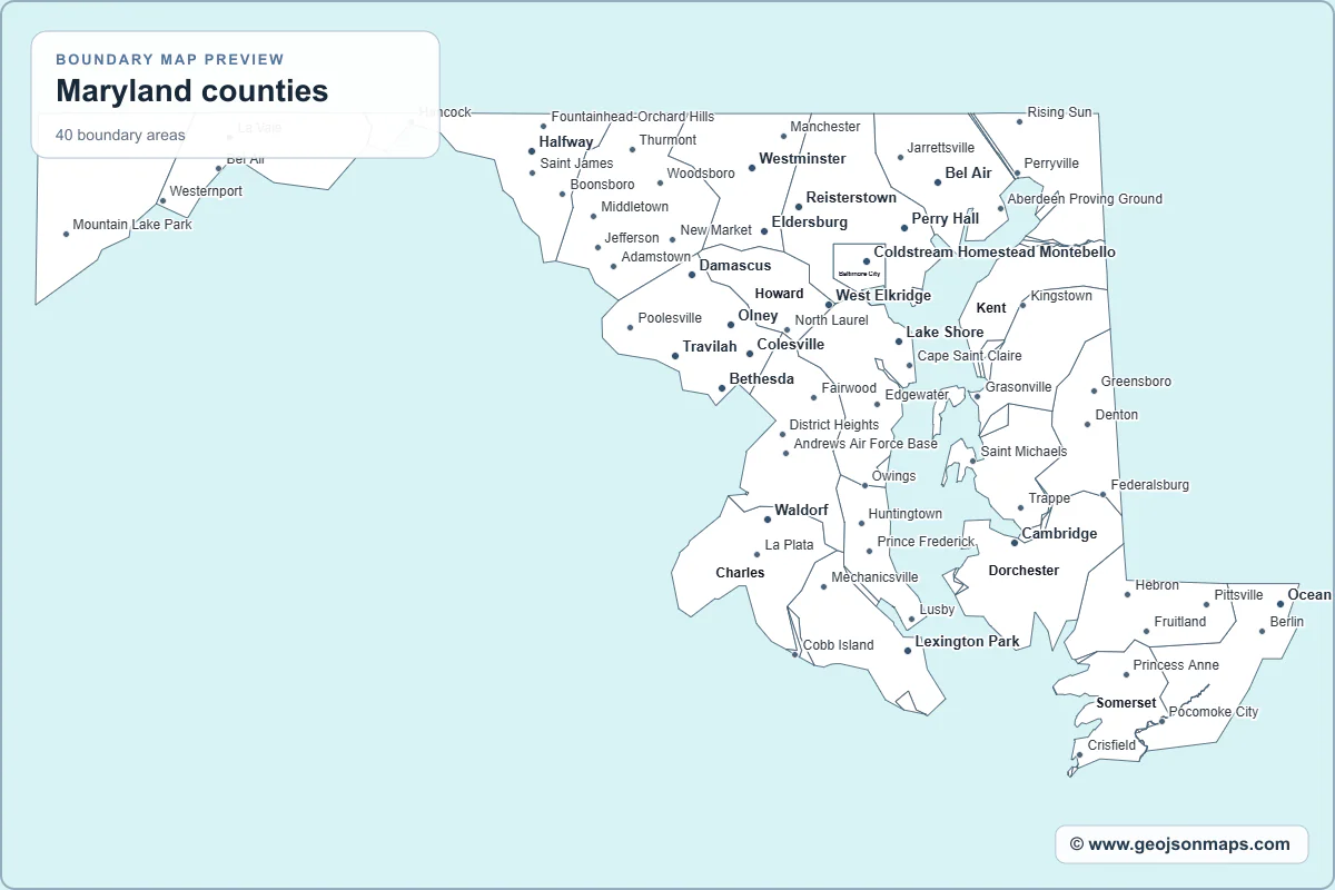 Preview of Maryland counties map
