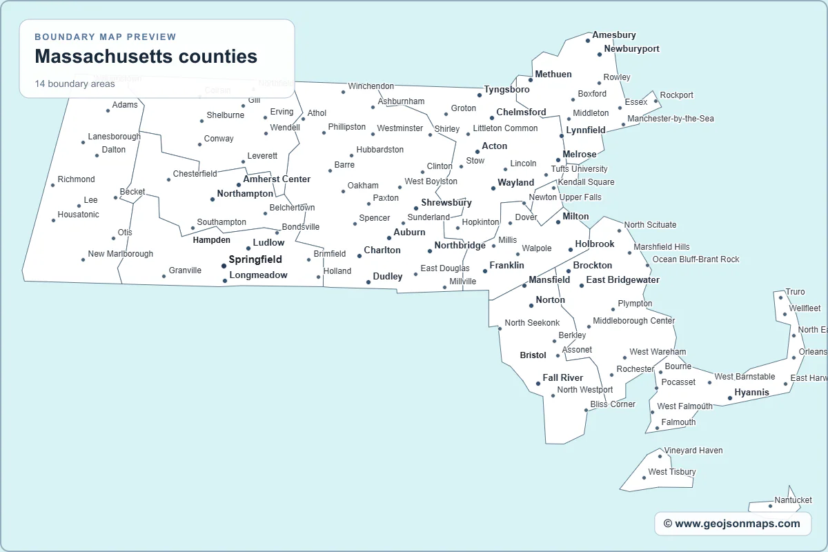 Preview of Massachusetts counties map