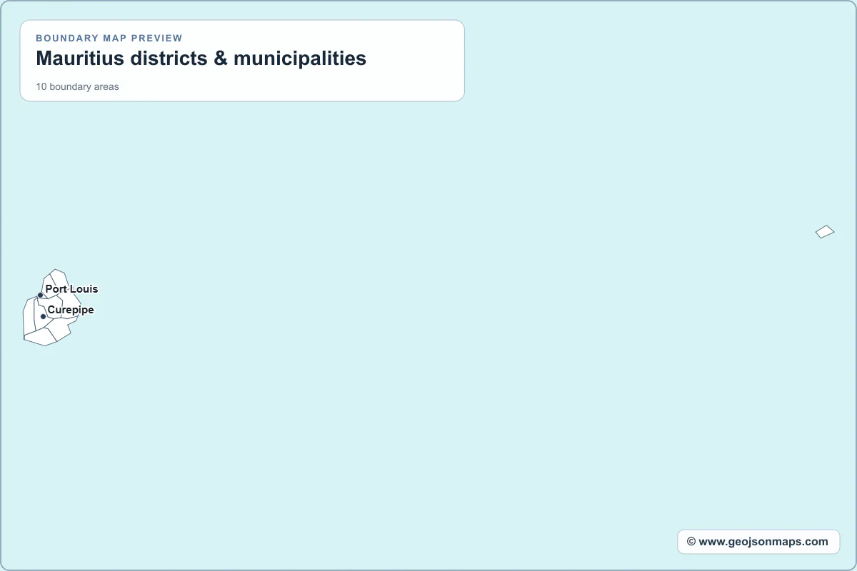 Preview of Mauritius districts & municipalities map