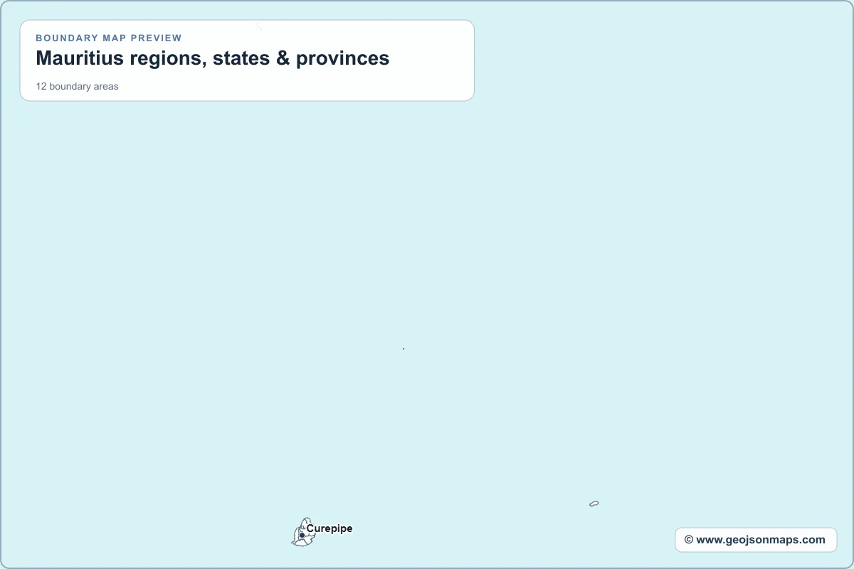 Preview of Mauritius regions, states & provinces map