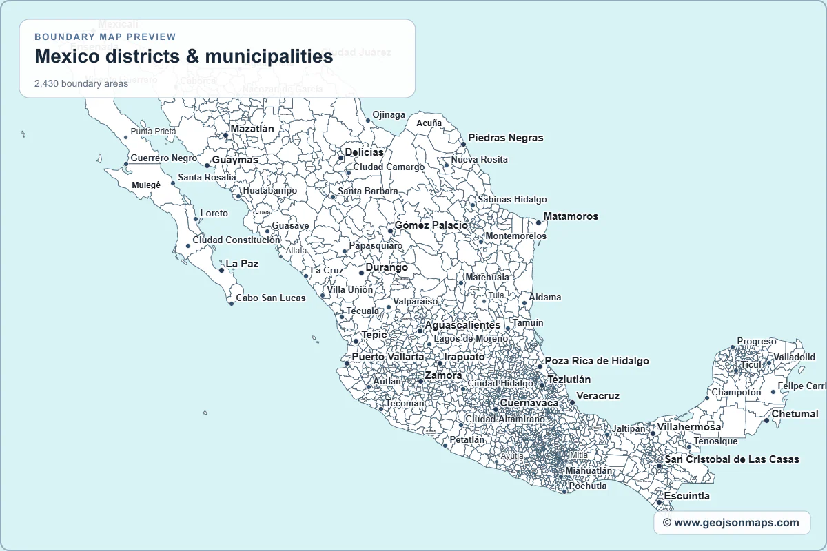 Preview of Mexico districts & municipalities map