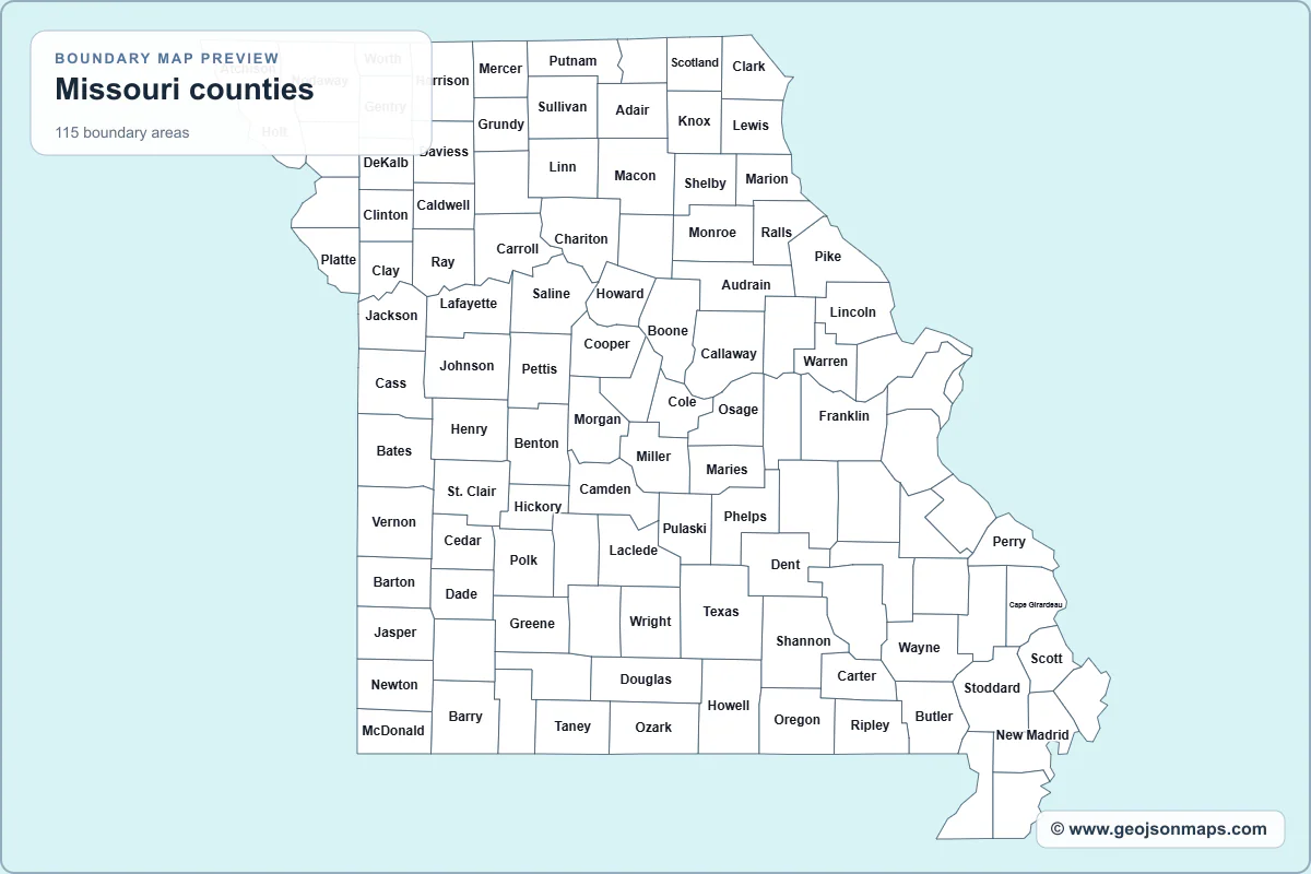 Preview of Missouri counties map