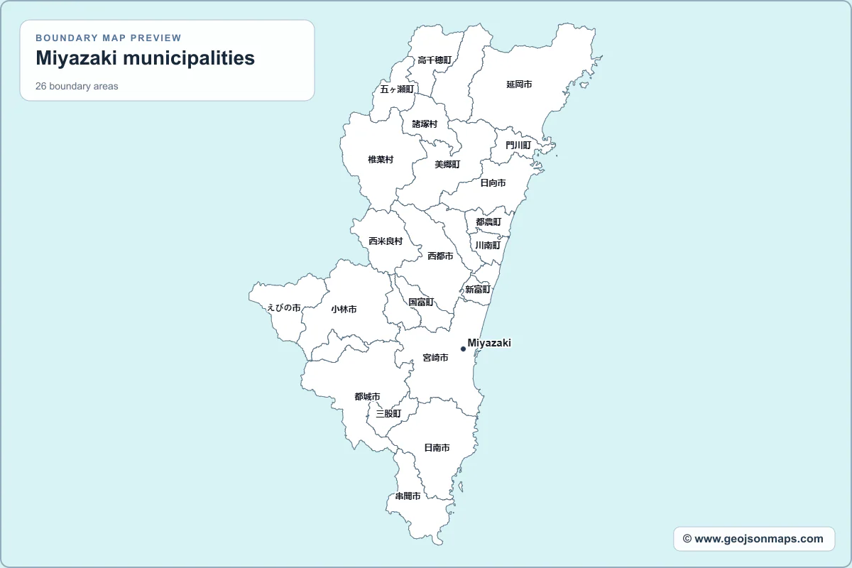 Preview of Miyazaki municipalities map