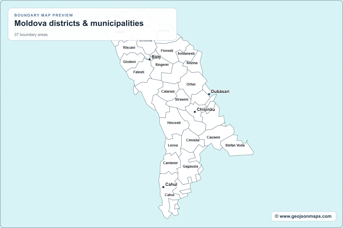 Preview of Moldova districts & municipalities map