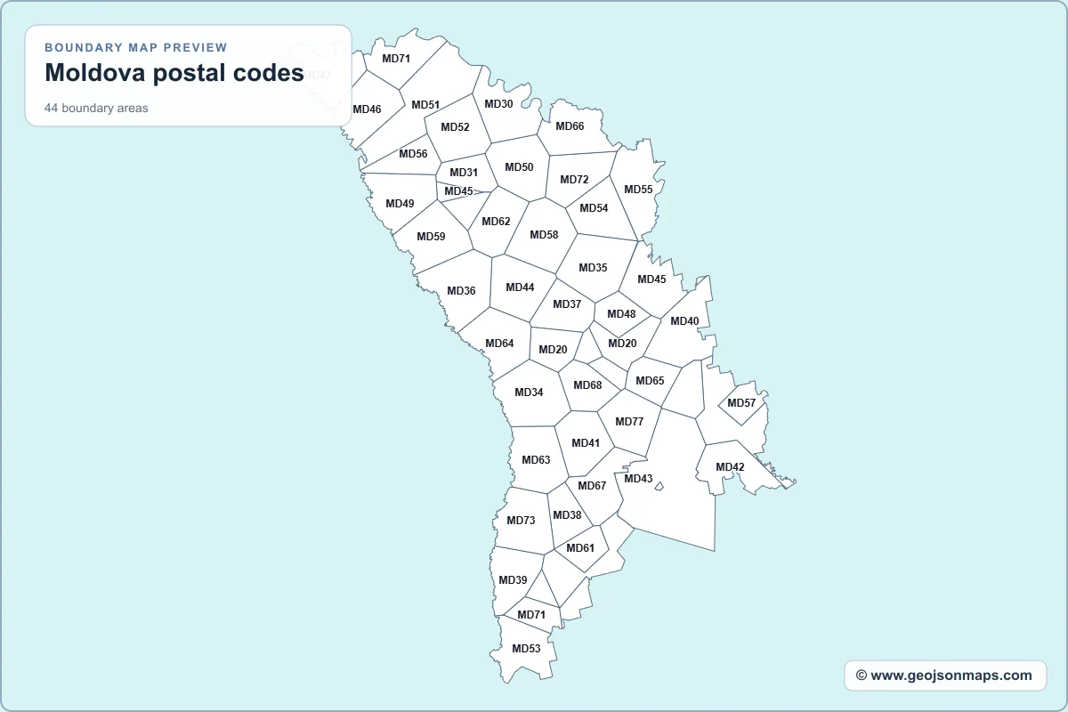 Preview of Moldova postal codes map