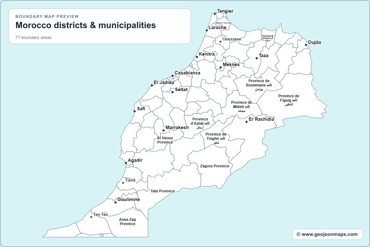 Preview of Morocco districts & municipalities map