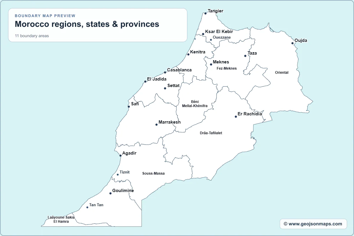 Preview of Morocco regions, states & provinces map