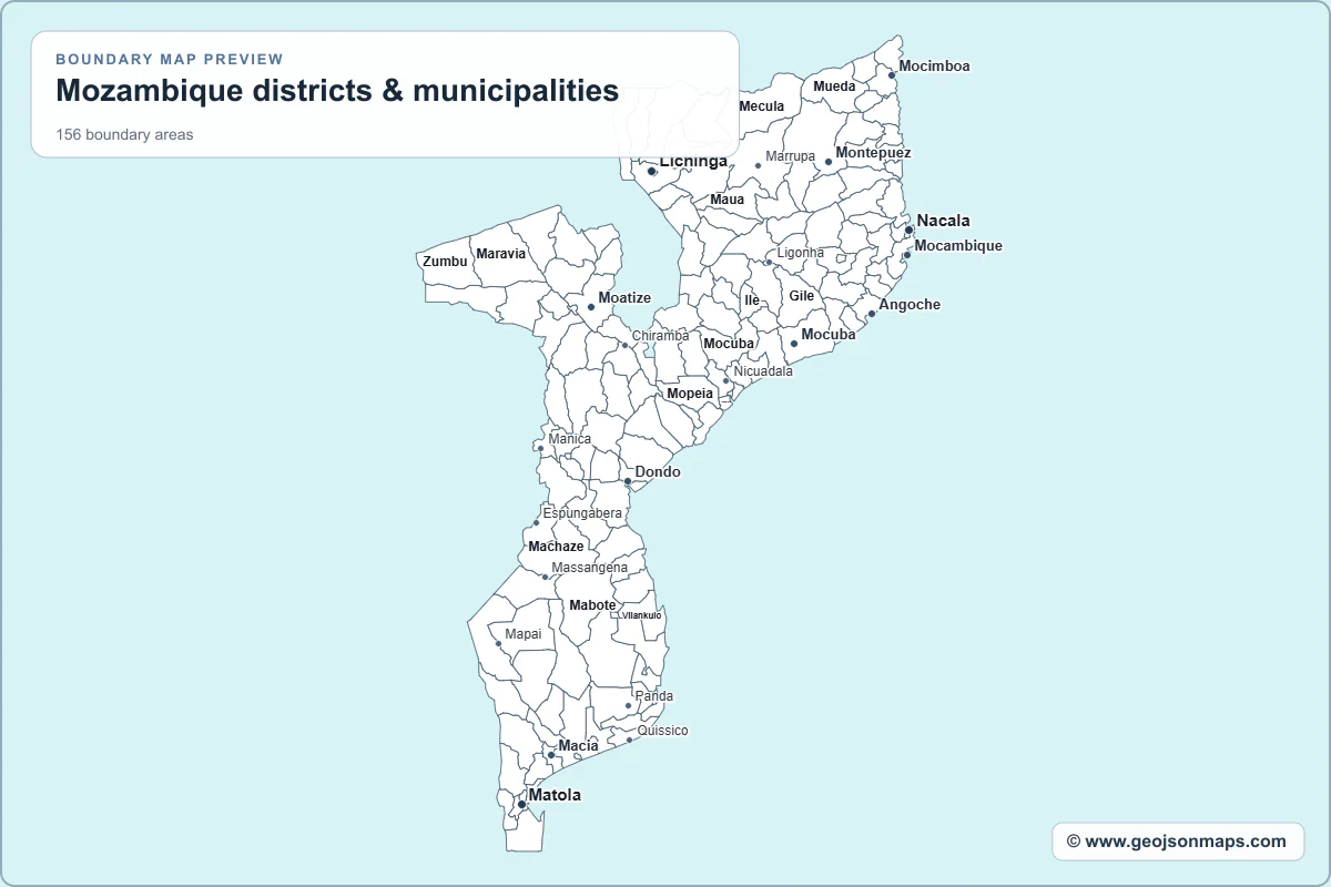 Preview of Mozambique districts & municipalities map