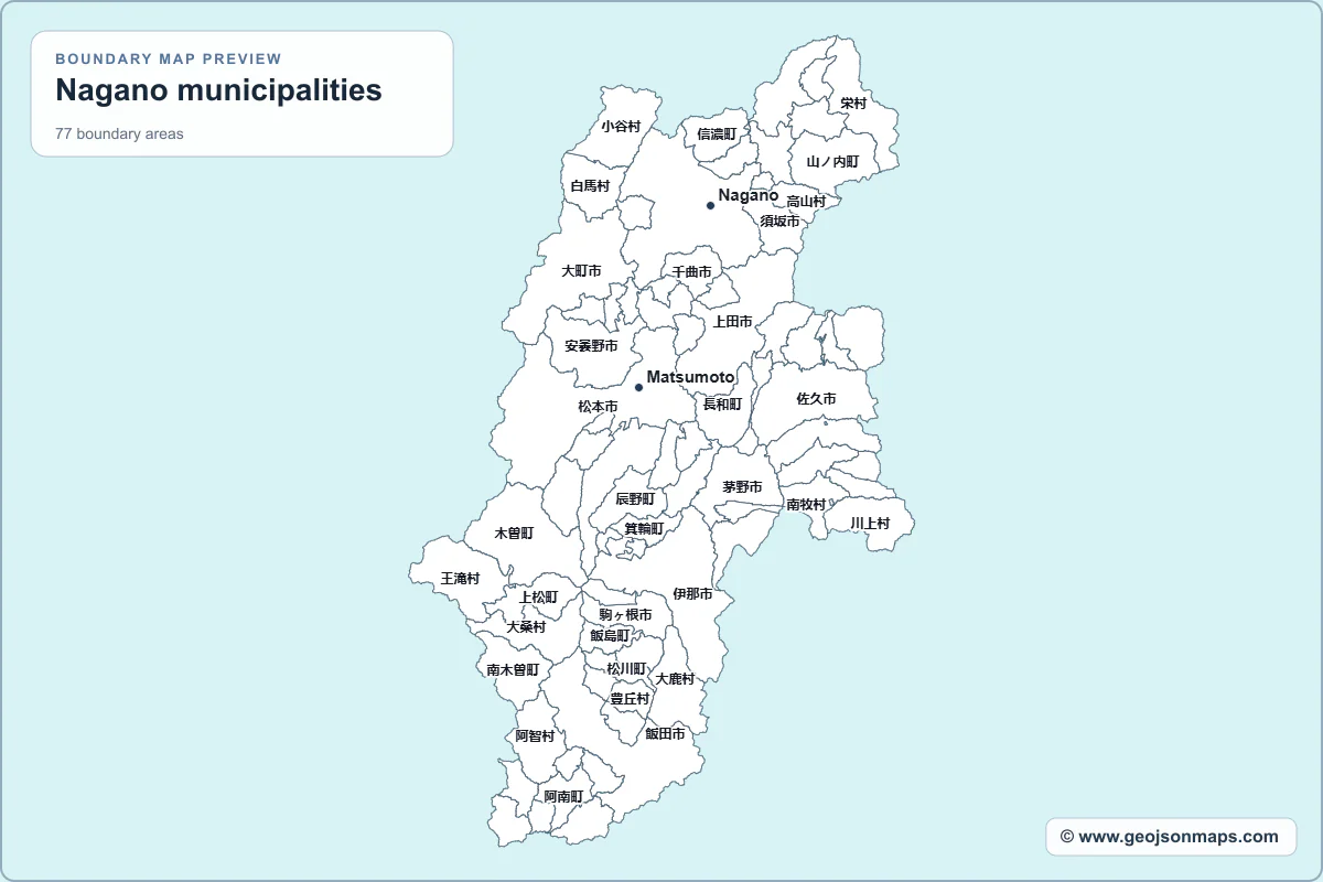 Preview of Nagano municipalities map