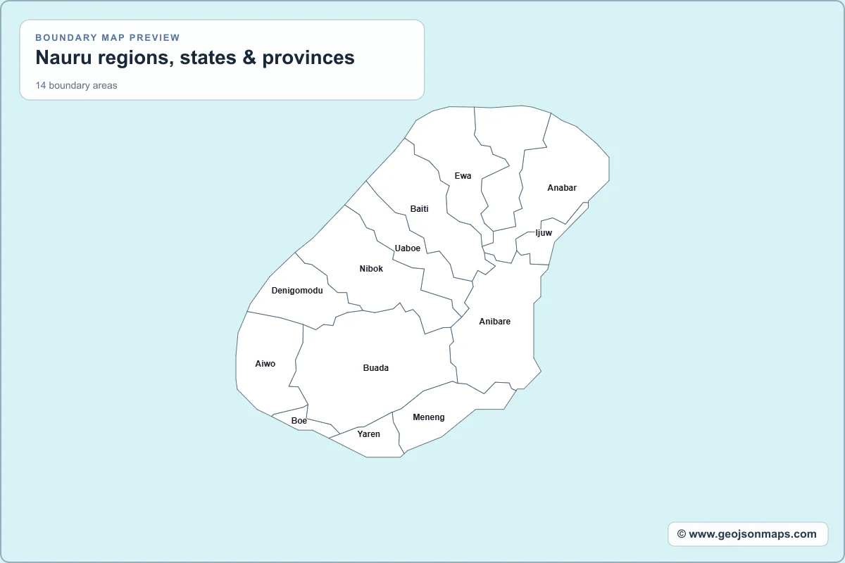 Preview of Nauru regions, states & provinces map