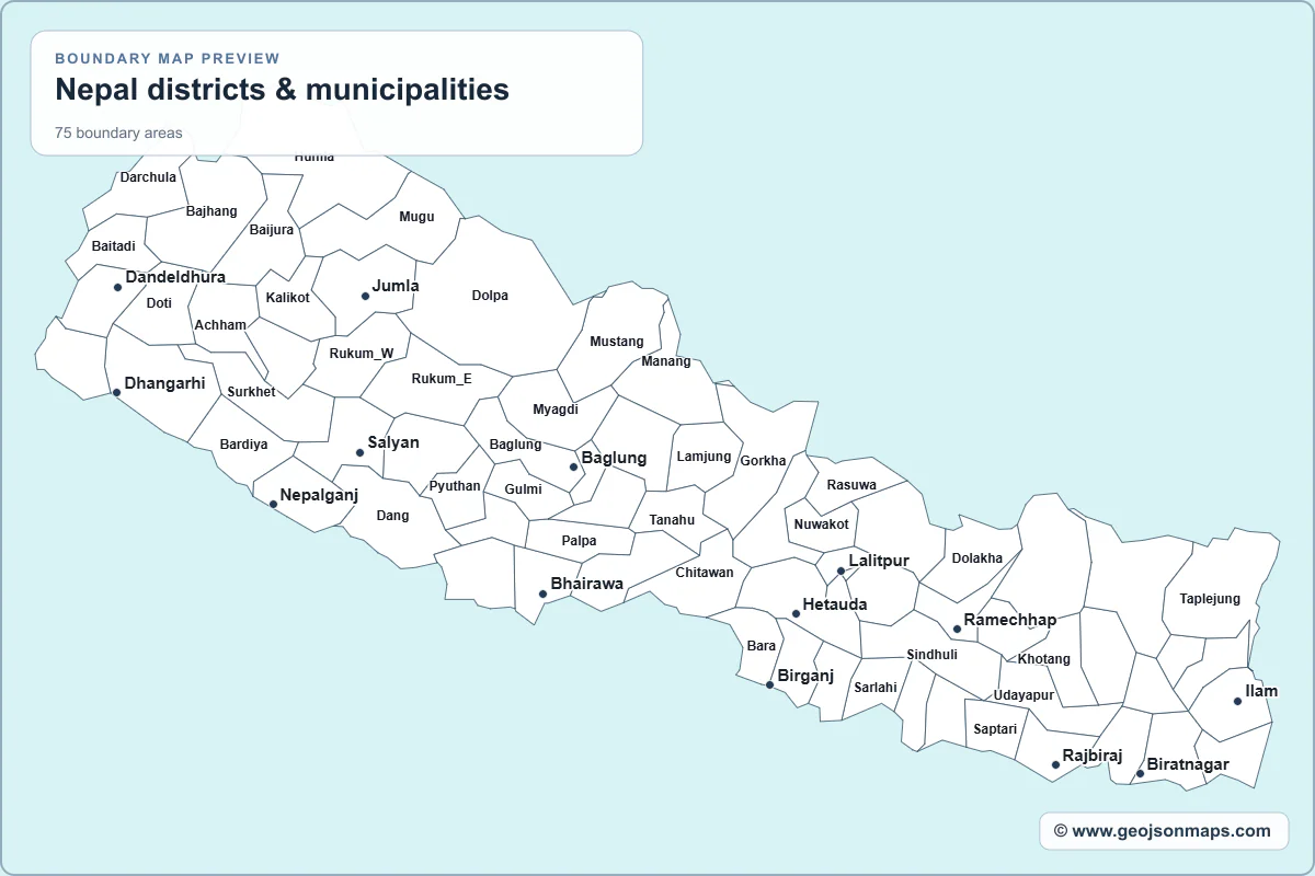 Preview of Nepal districts & municipalities map