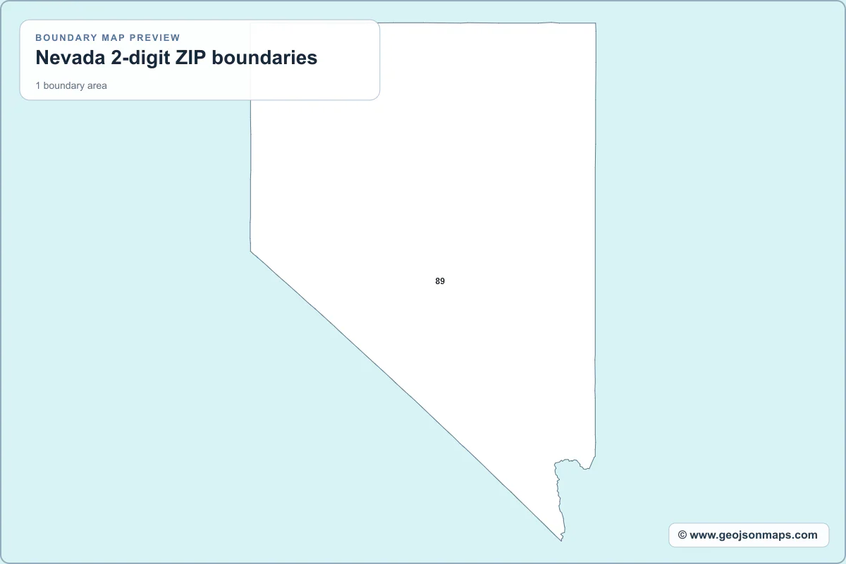 Preview of Nevada 2-digit ZIP boundaries map
