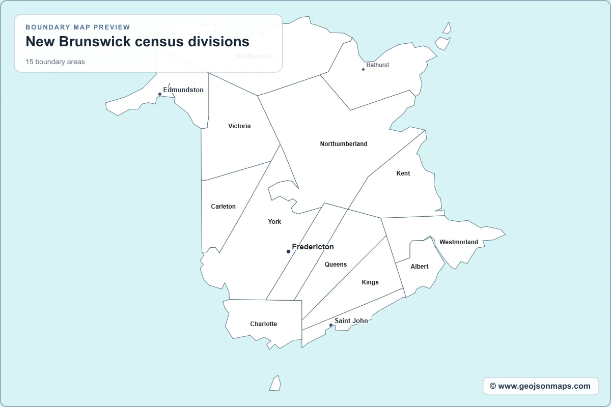 Preview of New Brunswick census divisions map