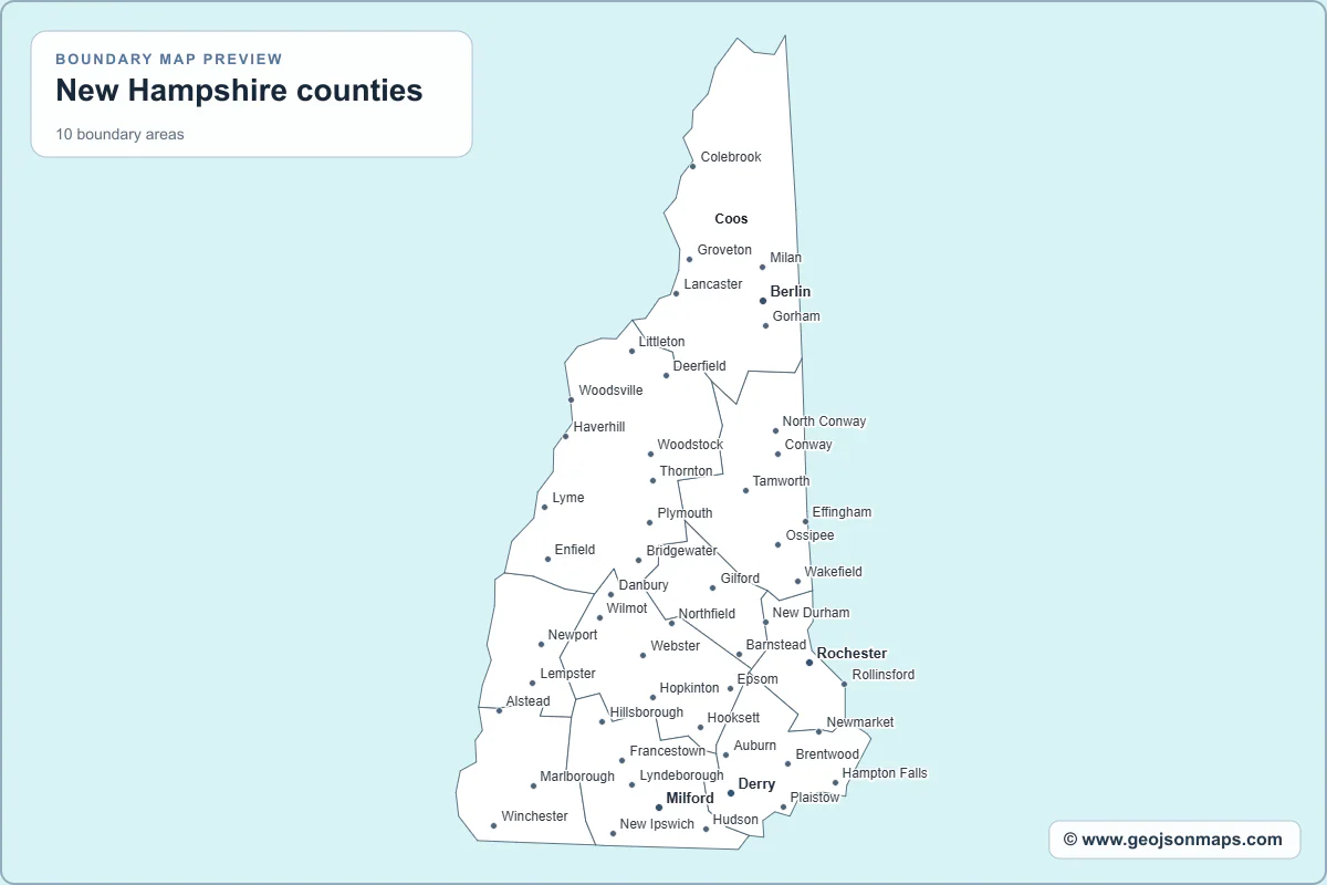 Preview of New Hampshire counties map