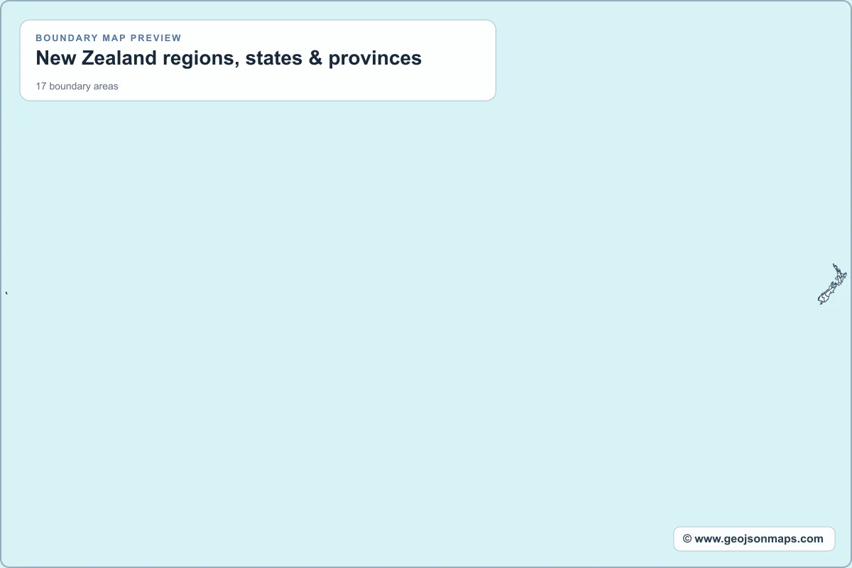 Preview of New Zealand regions, states & provinces map