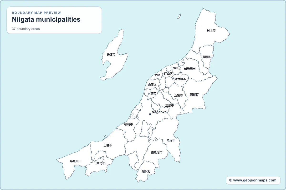 Preview of Niigata municipalities map