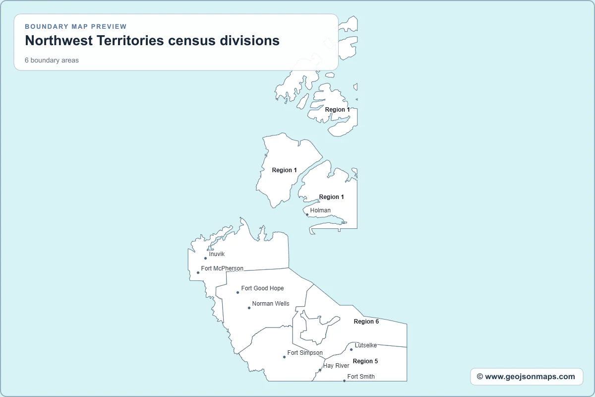 Preview of Northwest Territories census divisions map