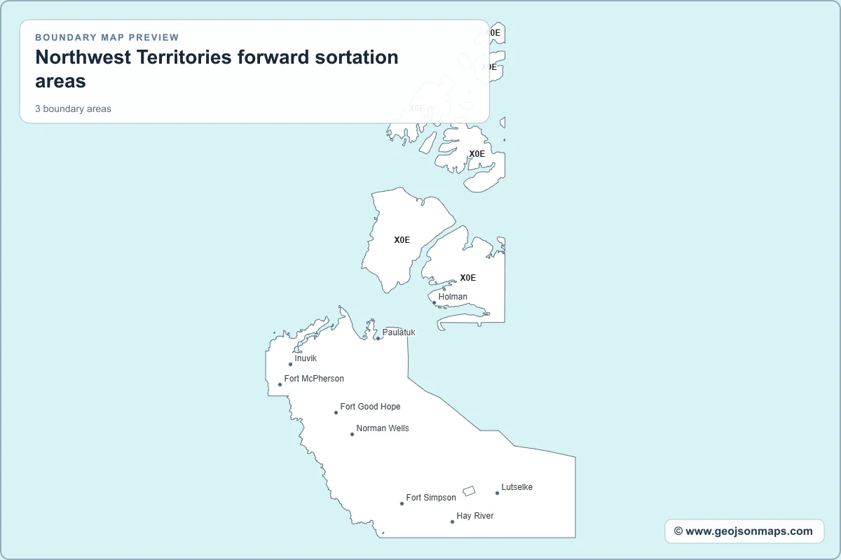 Preview of Northwest Territories forward sortation areas map