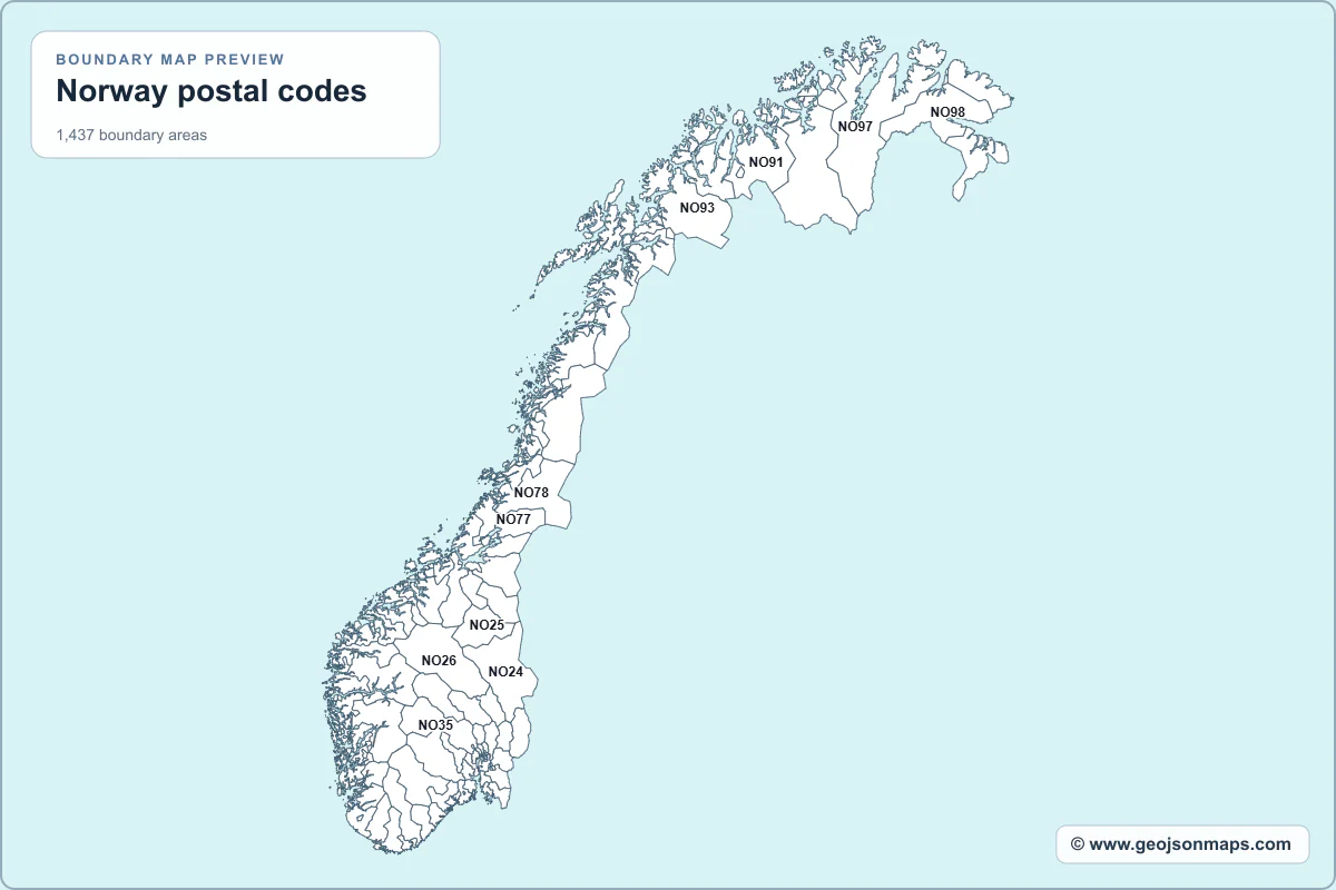Preview of Norway postal codes map