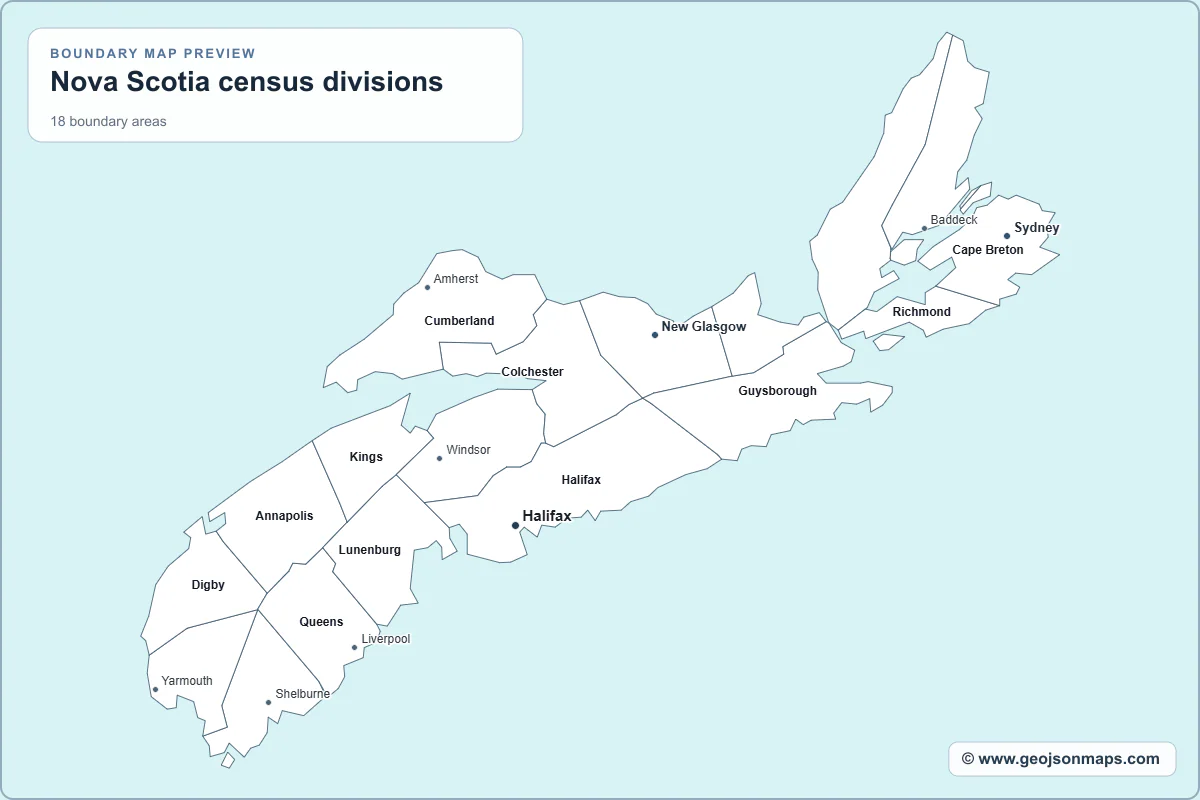 Preview of Nova Scotia census divisions map