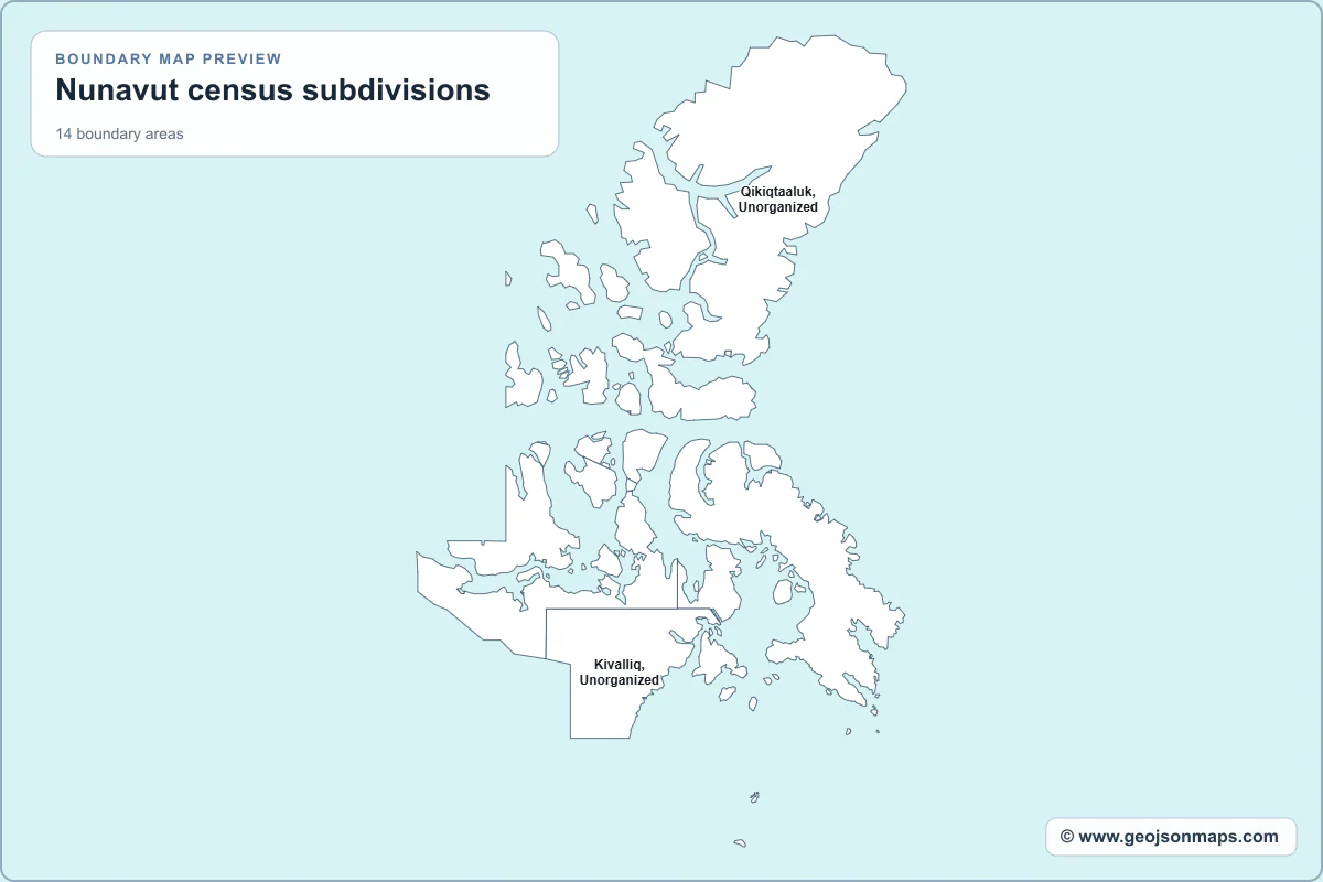 Preview of Nunavut census subdivisions map