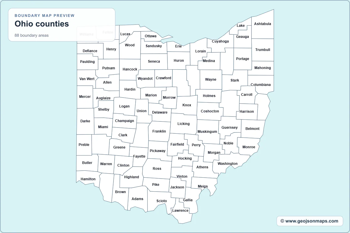 Preview of Ohio counties map