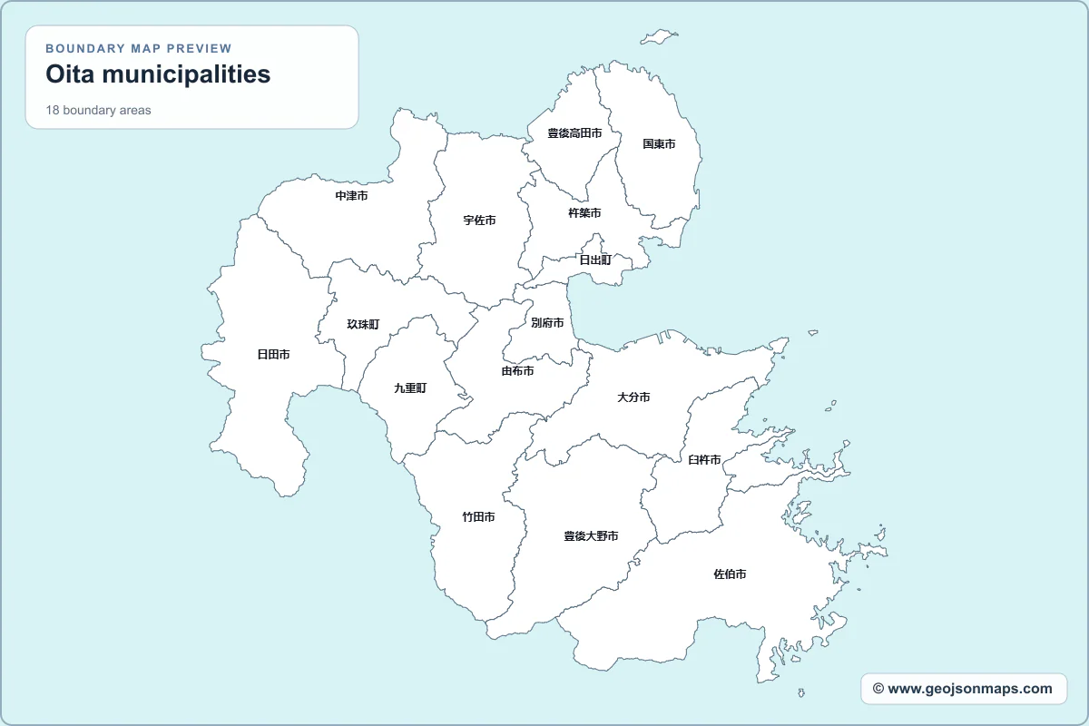 Preview of Oita municipalities map