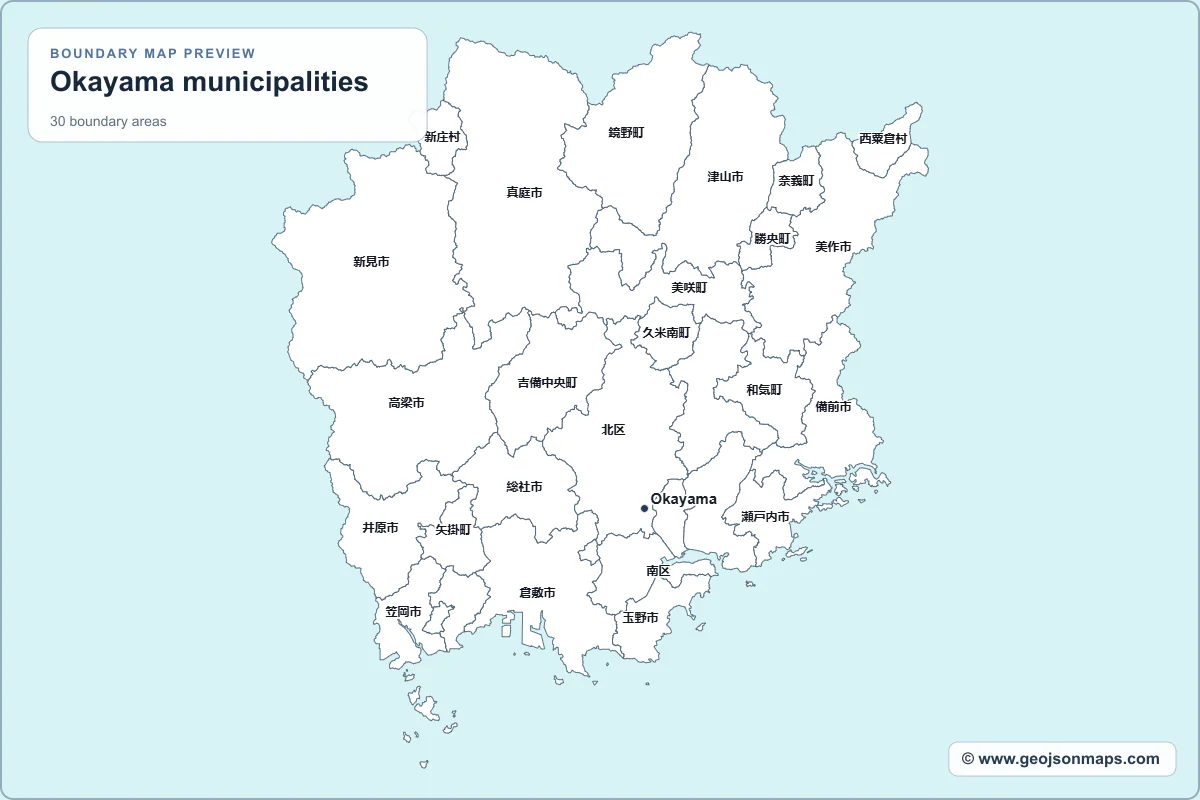 Preview of Okayama municipalities map
