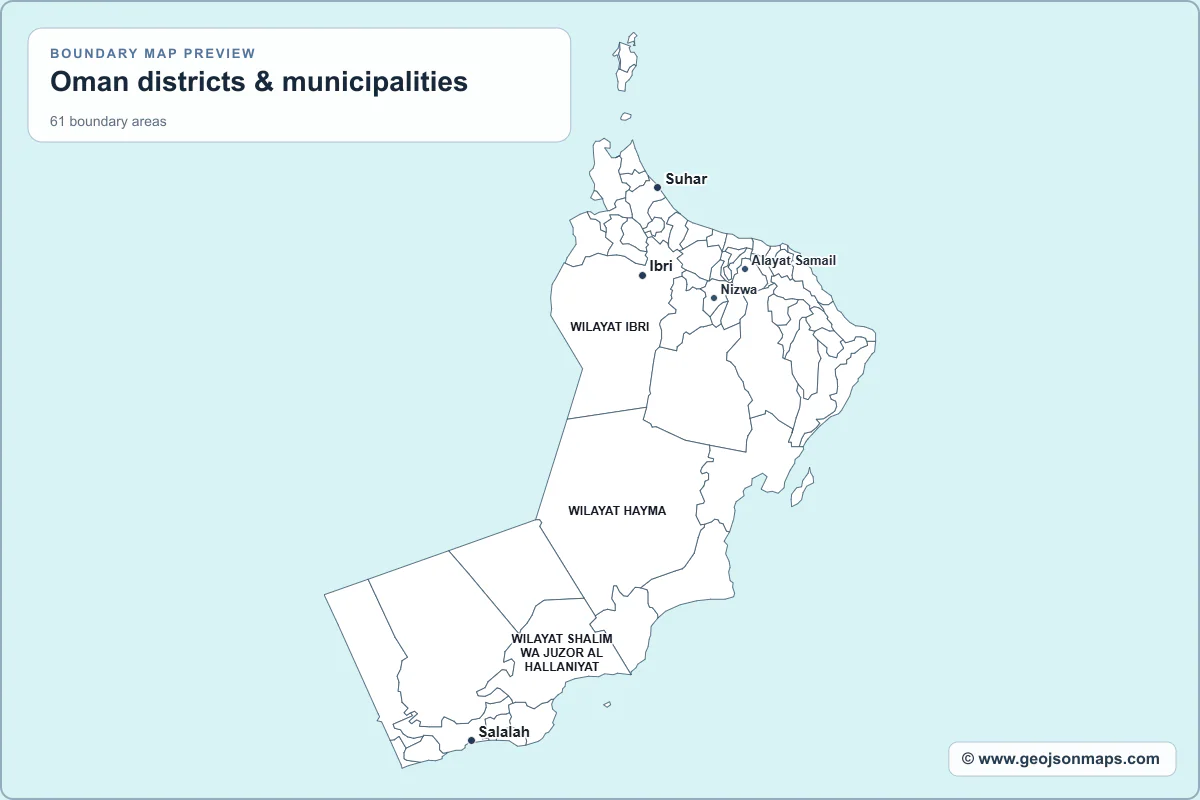 Preview of Oman districts & municipalities map