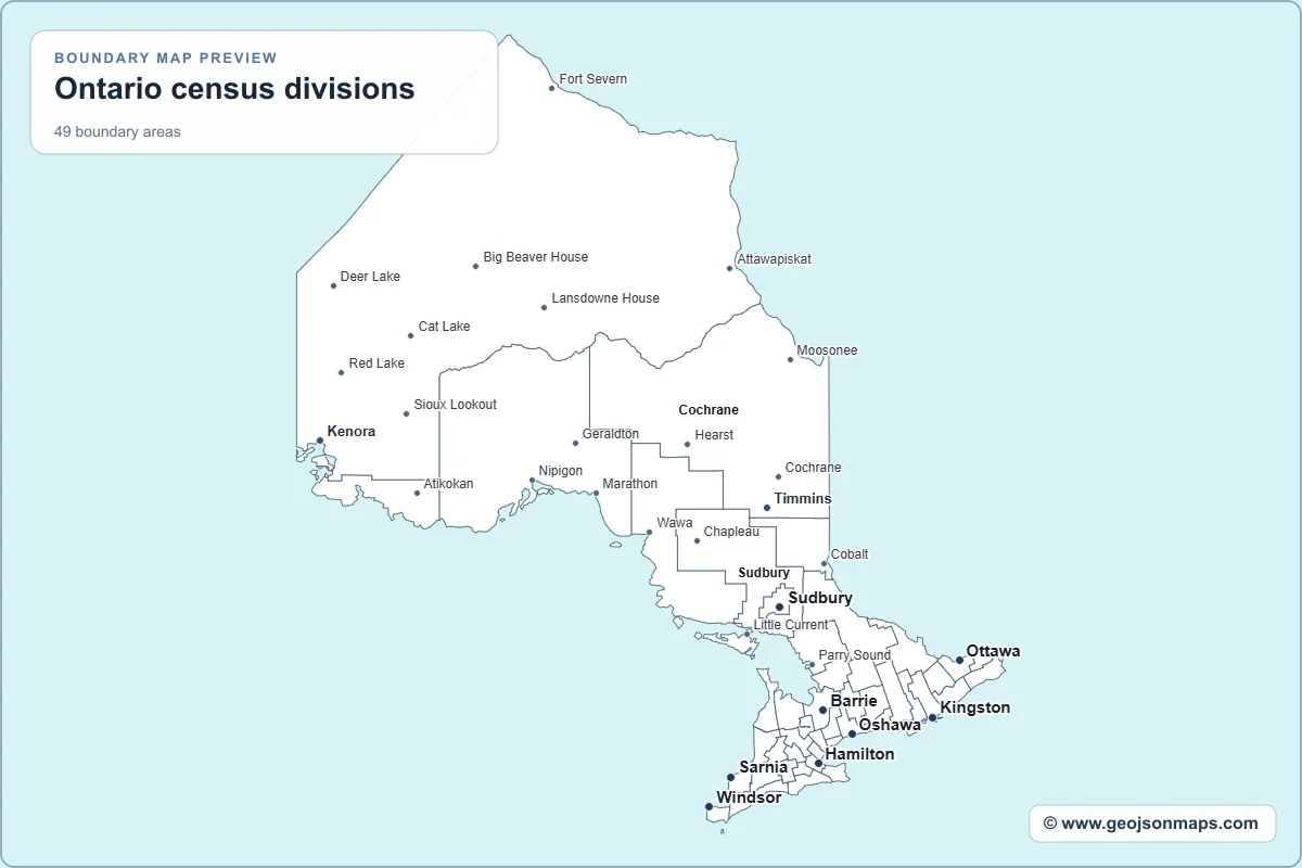 Preview of Ontario census divisions map