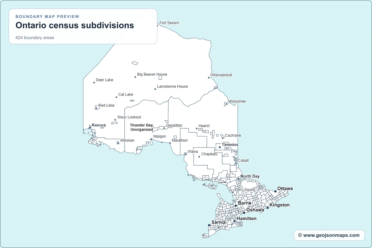 Preview of Ontario census subdivisions map