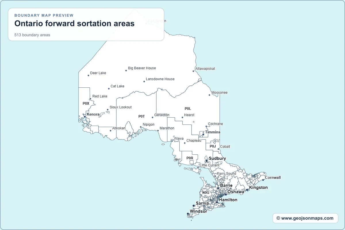 Preview of Ontario forward sortation areas map