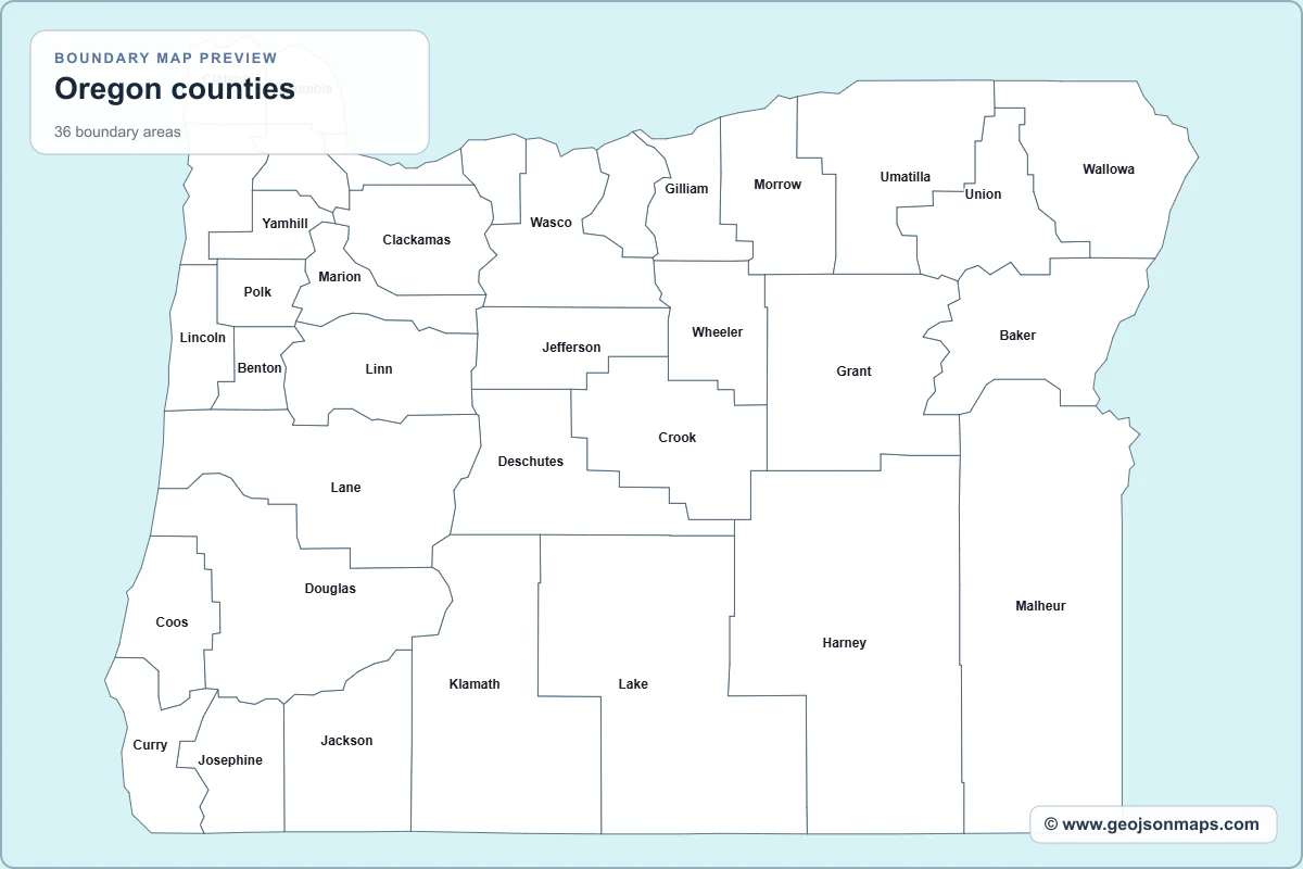 Preview of Oregon counties map