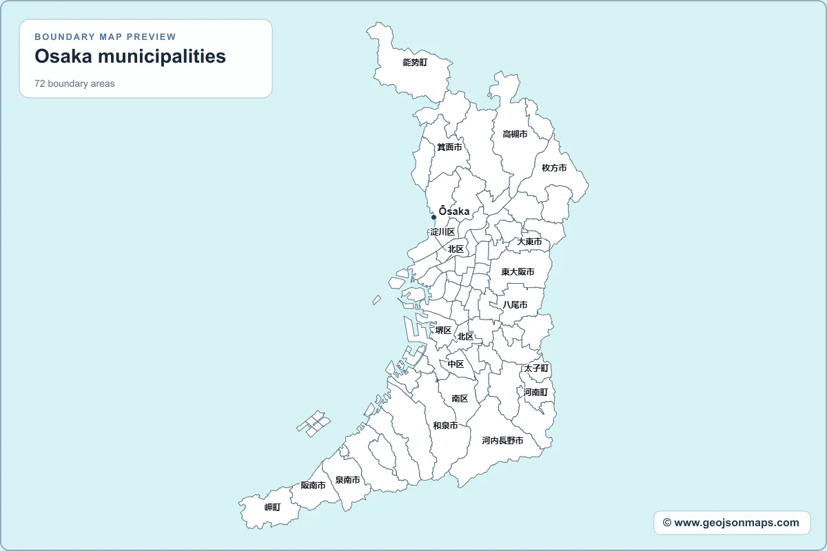 Preview of Osaka municipalities map