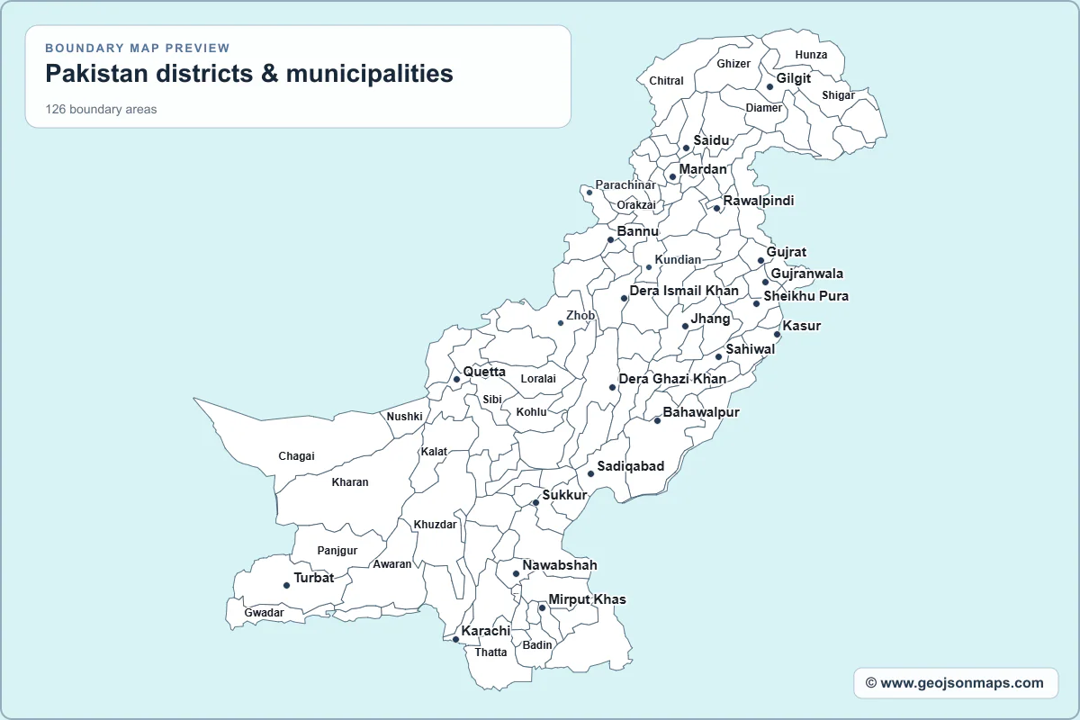 Preview of Pakistan districts & municipalities map