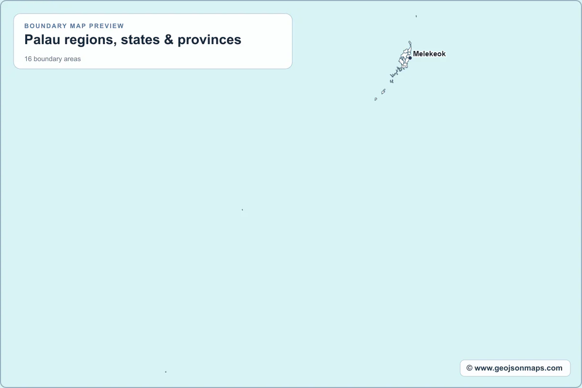 Preview of Palau regions, states & provinces map