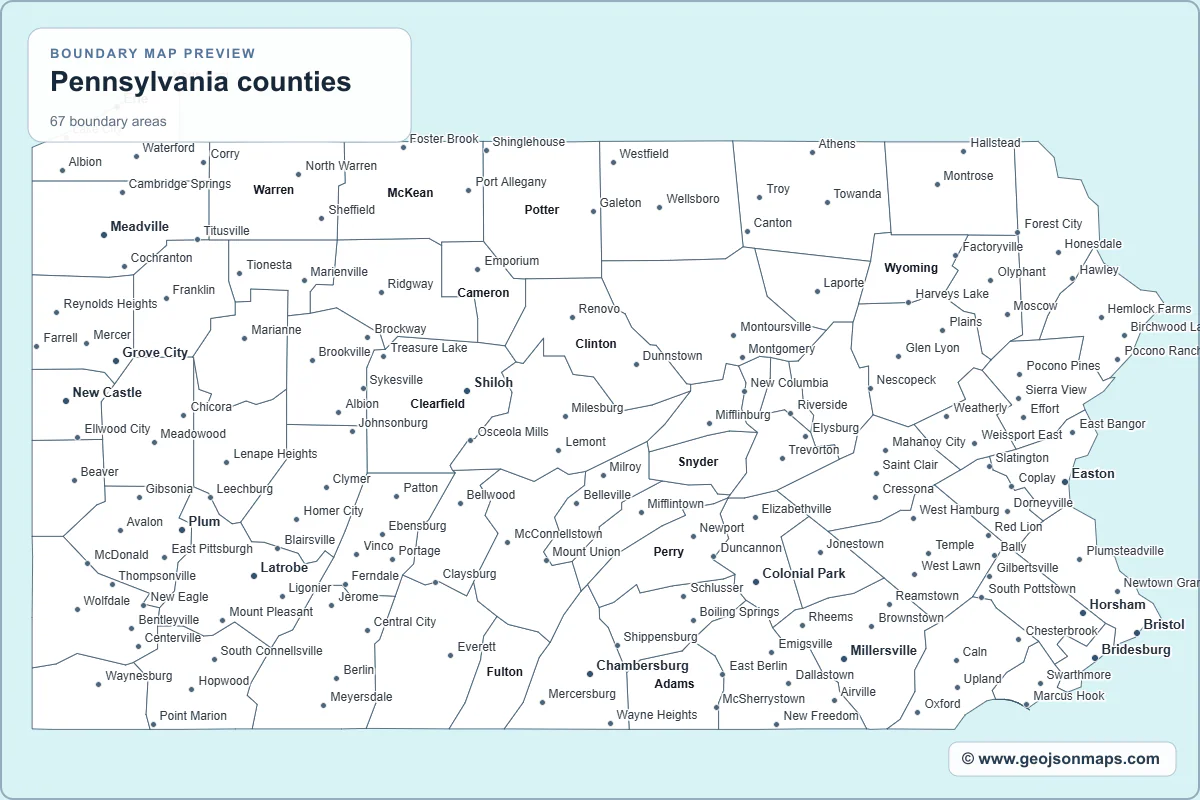 Preview of Pennsylvania counties map