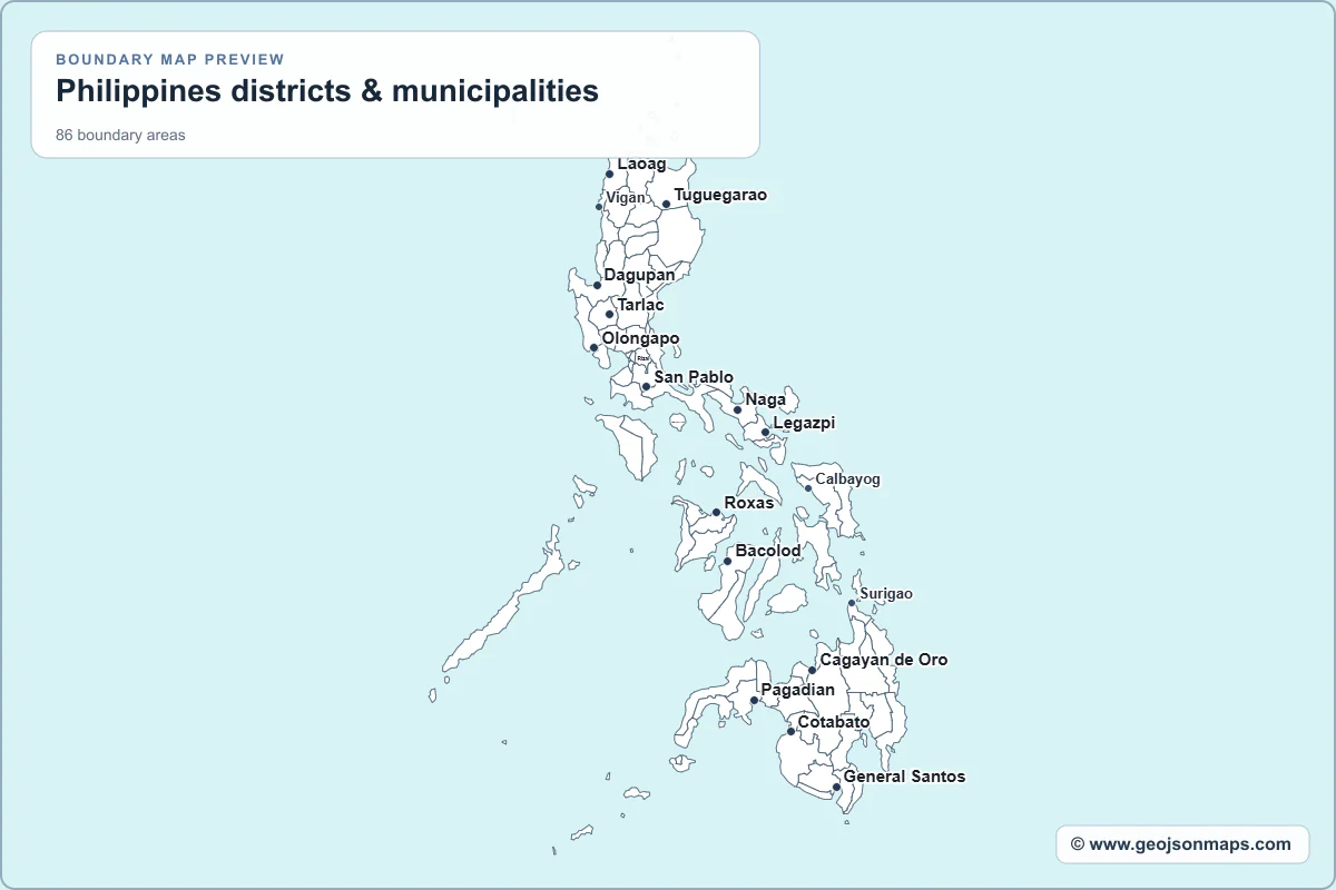 Preview of Philippines districts & municipalities map