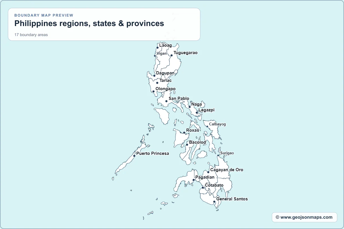 Preview of Philippines regions, states & provinces map