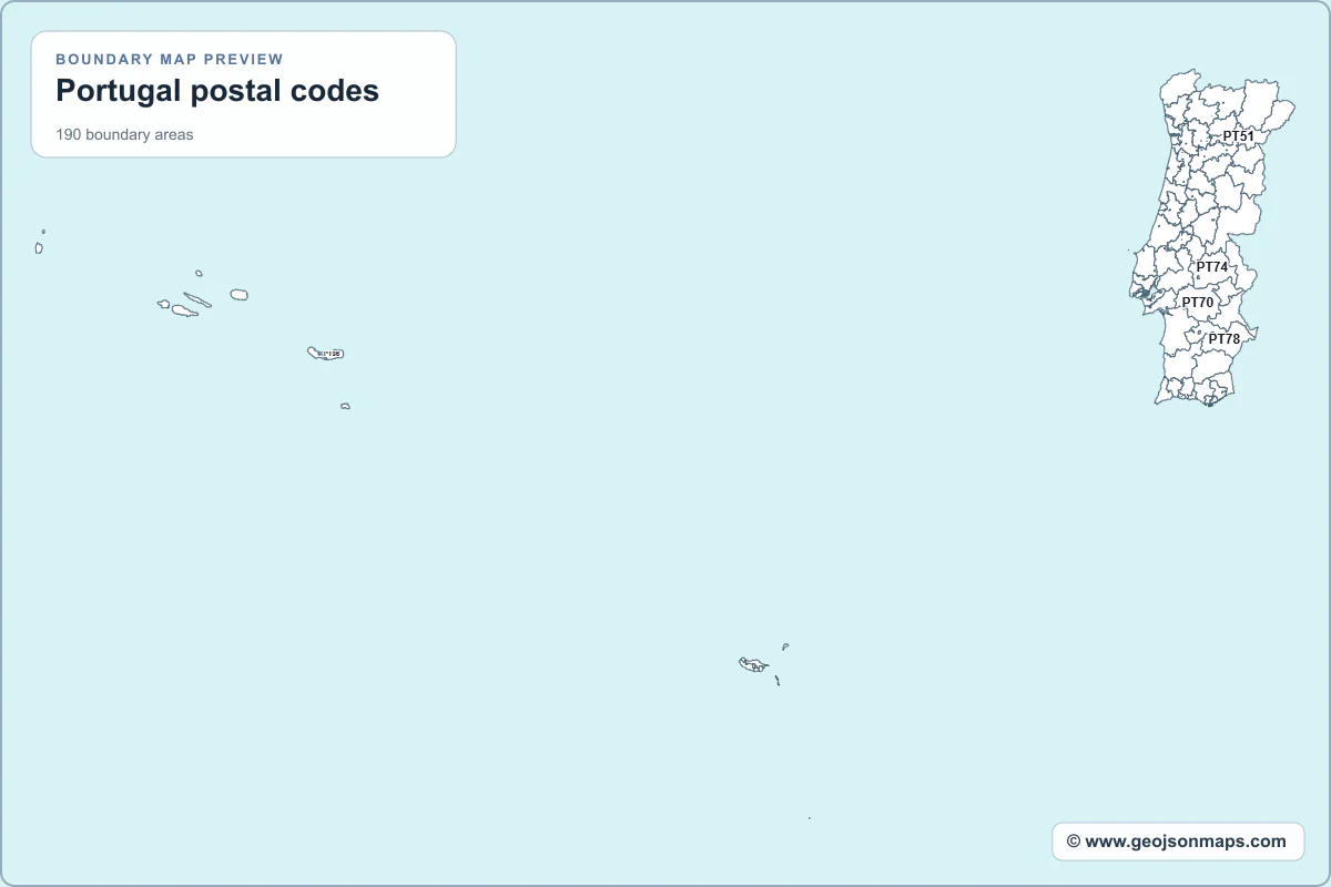 Preview of Portugal postal codes map